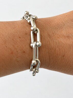 Mia Fiore Bronze Silver Color Italy Dyadema Chain U Link Bracelet Italy 8"